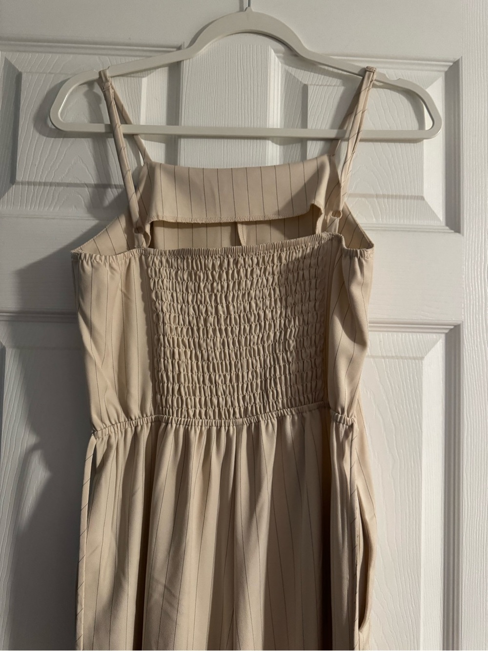 Cream Pinstripe Sleeveless Jumpsuit - Picture 4 of 5